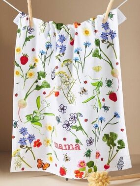 Anthropologie “Mama” Garden Tea Towel NWT